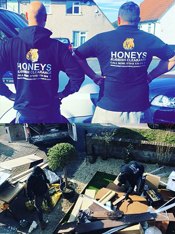 The Honeys team in branded hoodies on a clearance job